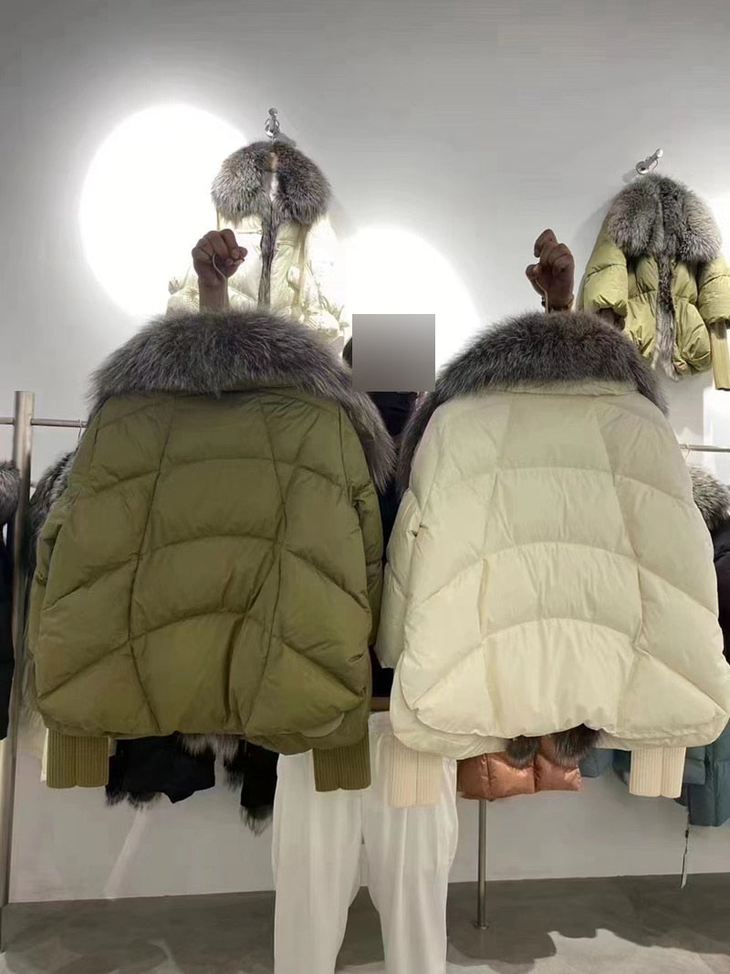 Goose Down Big Fur Collar Puffer Jackets