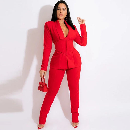Business Corset Blazer & Pants Sets