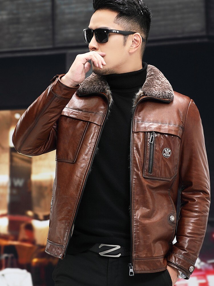 Genuine Leather Coats Long Shearling Long Fur Lining