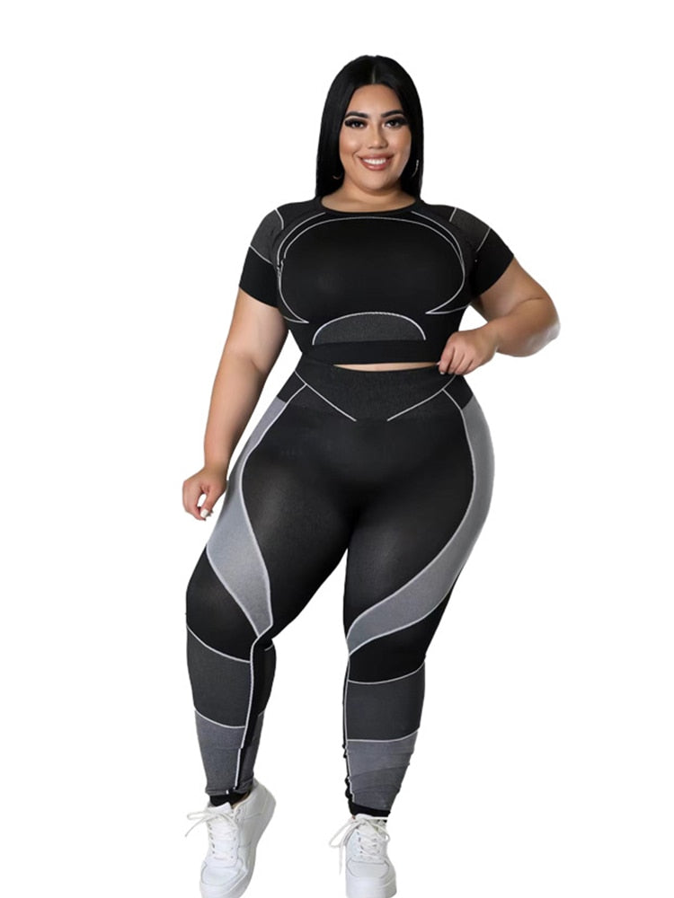 Printed Top and Pants Tracksuit Plus Size