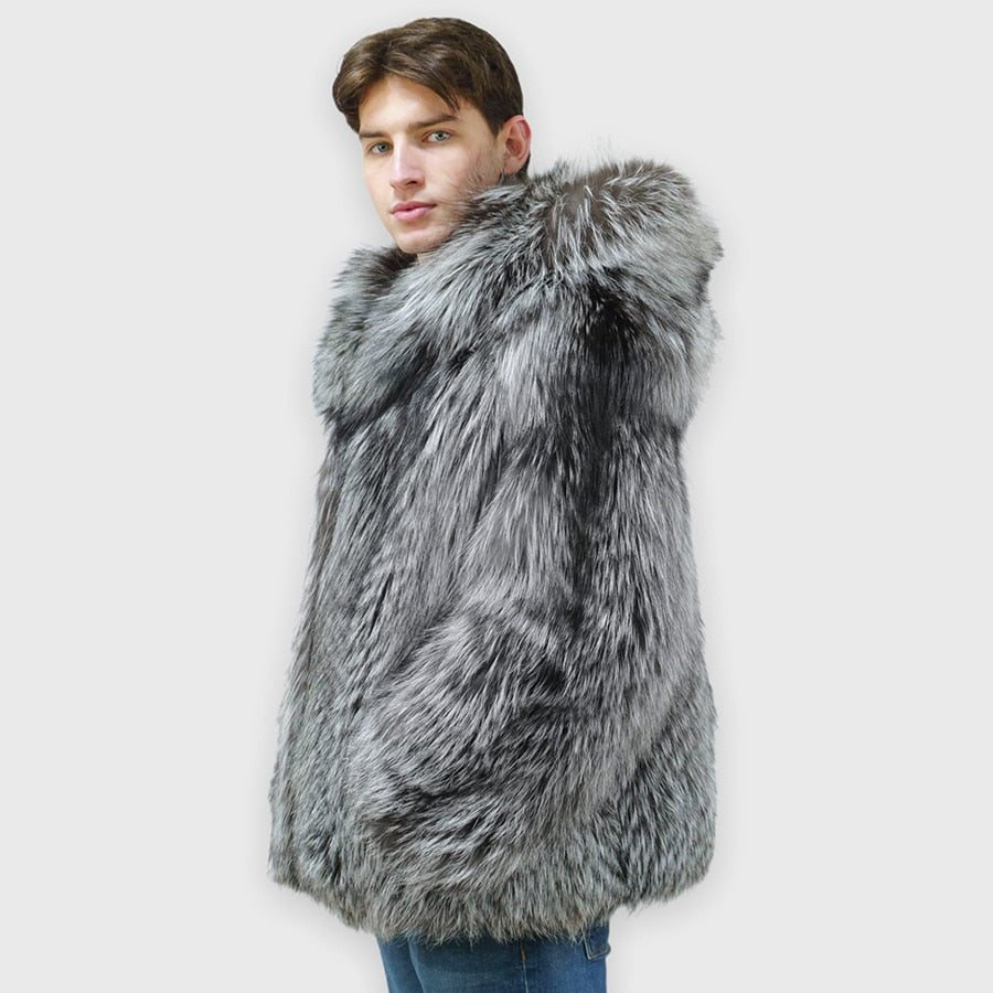 Sliver Natural Fur Hooded Coats