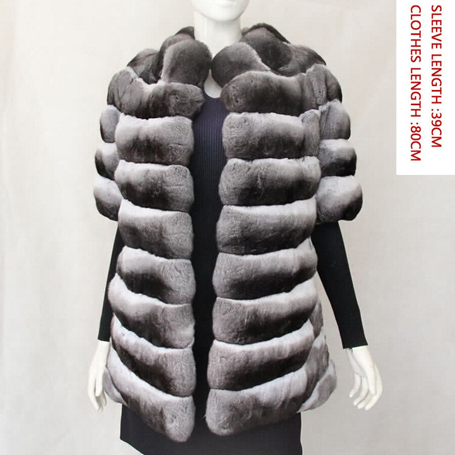 Rex Rabbit Real Fur Coats 3 Chinchilla Style