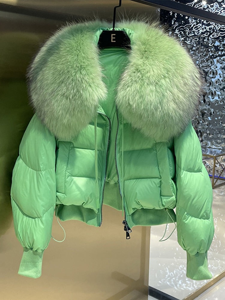 Real Fur Loose Duck Down Puffer Coats