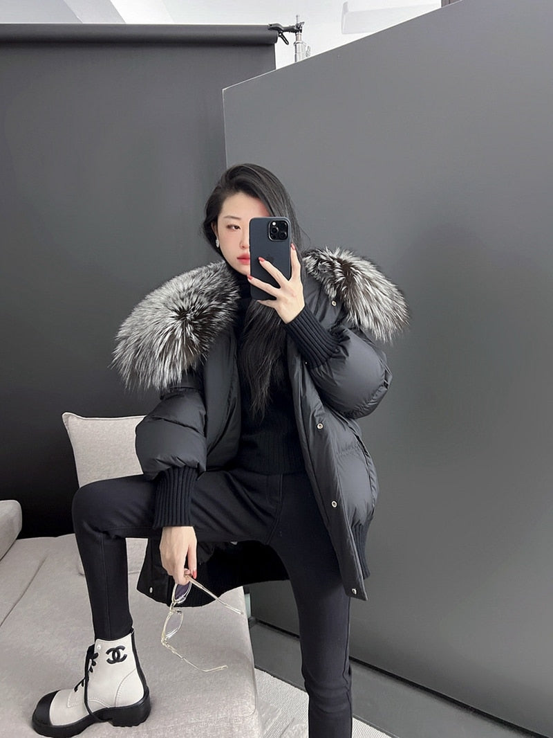 Goose Down Real Fur Big Collar Puffer Coats