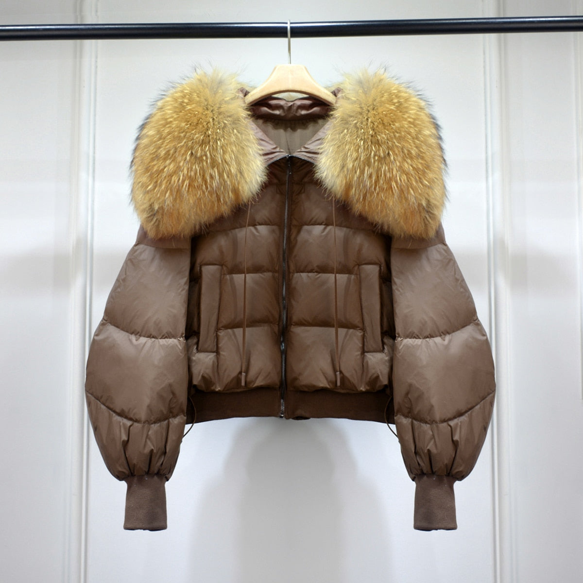 Real Fur Loose Duck Down Puffer Coats