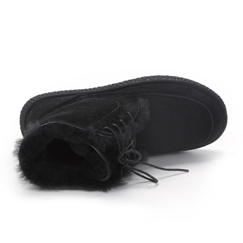 Genuine Leather Natural Fur Snow Boots