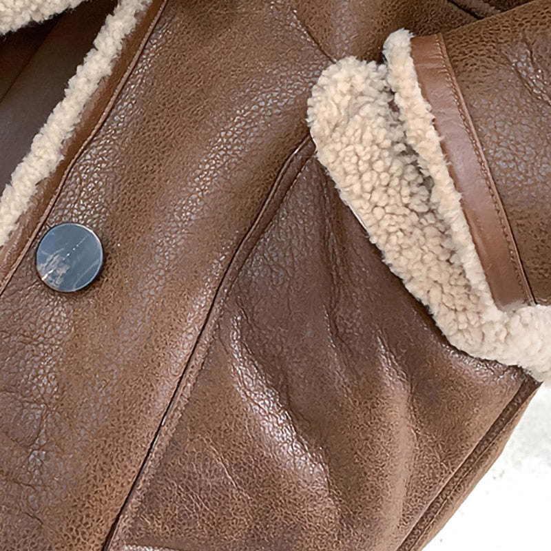 Genuine Leather Coats Hooded Merino Shearing Fur Lining