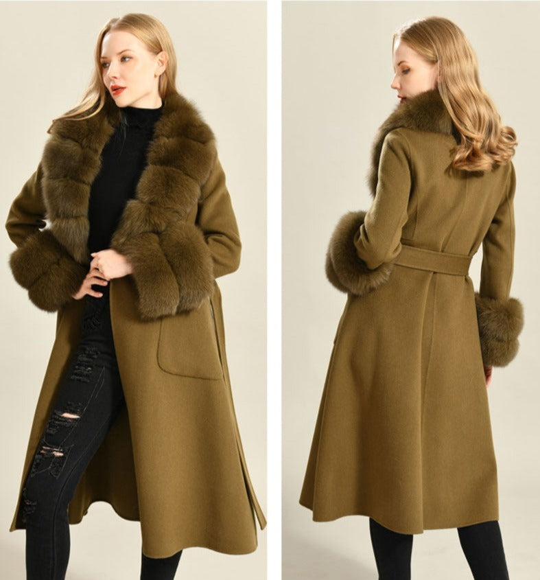 Cashmere Trench Coats Real Fur Collar & Cuffs