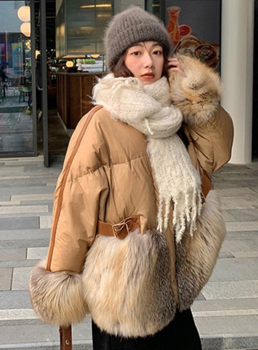 Real Fur Loose Duck Down Jacket