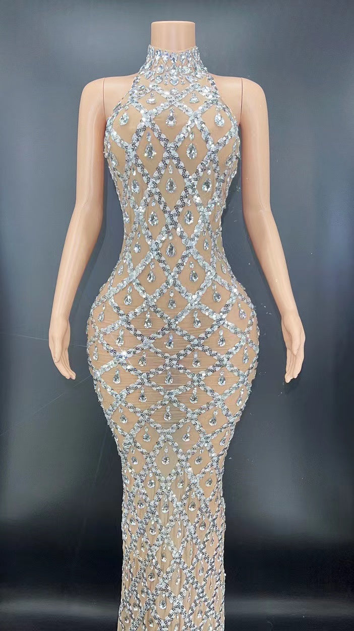 Collection Of Hanging Rhinestone Maxi Dresses