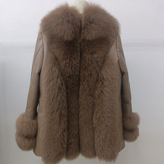 Genuine Leather Coats Real Fur Pattern
