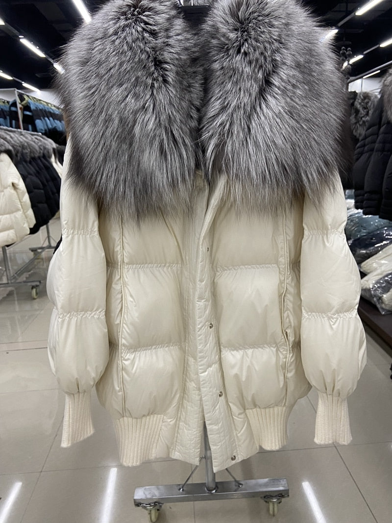 Goose Down Real Fur Big Collar Puffer Coats