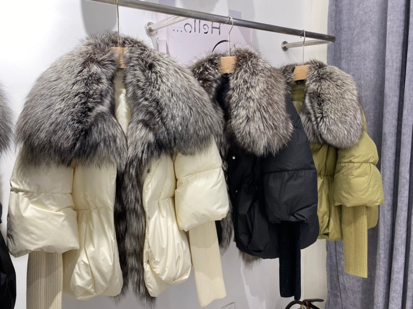 Goose Down Big Fur Collar Puffer Jackets