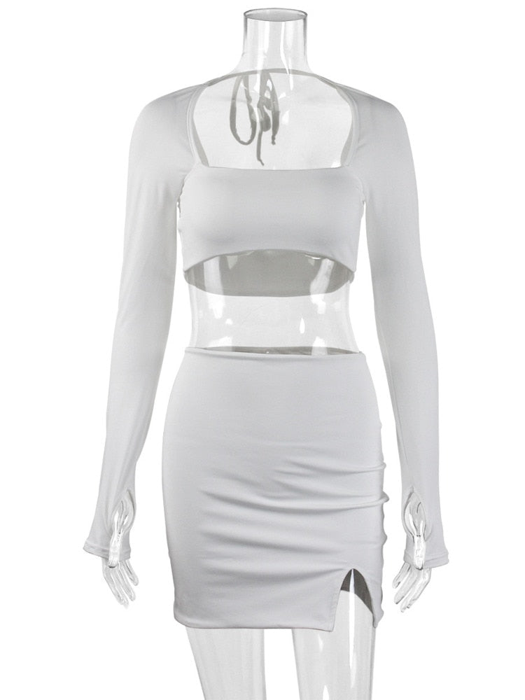 Tube Sleeved Crop Top & Mini Skirt Set