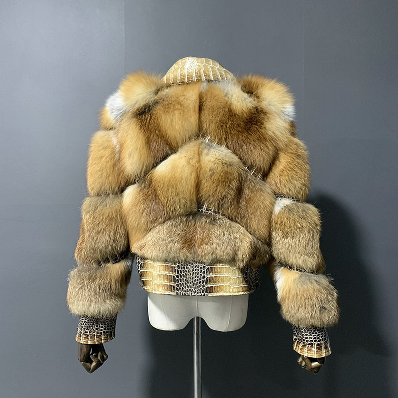 Snake Genuine Leather Real Fur Coat