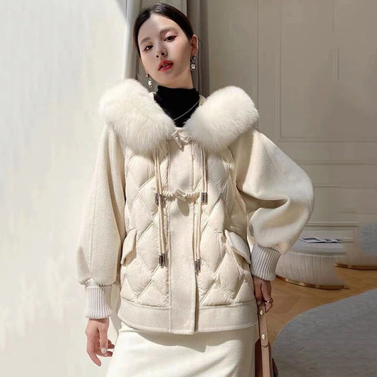 Cashmere Real Fur Down Double Sided Loose Wool Coat