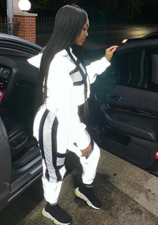 Reflective Crop Hoodie Jumpsuit