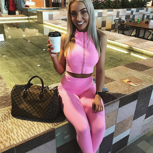 Zipper Sleeveless Crop Top Jumpsuits