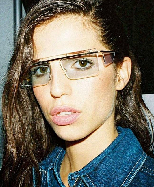 Clear Side Half Lens Square Sunglasses