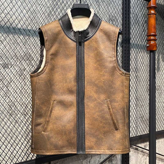 Genuine Leather Vest Shearling Lining