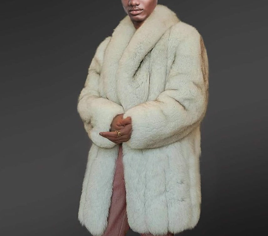 Luxury Real Fur Coat Real Fur Turn-Down Collar