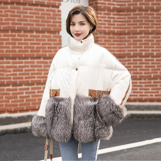 Duck Down Puffer Coats Real Fur Outer Front Half & Cuffs