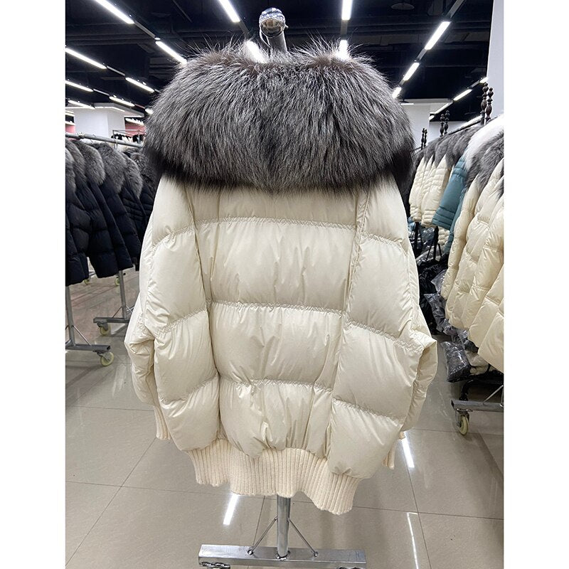 Goose Down Real Fur Big Collar Puffer Coats