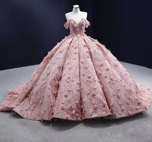 Off Shoulder Luxury Beaded Lace Up Gowns