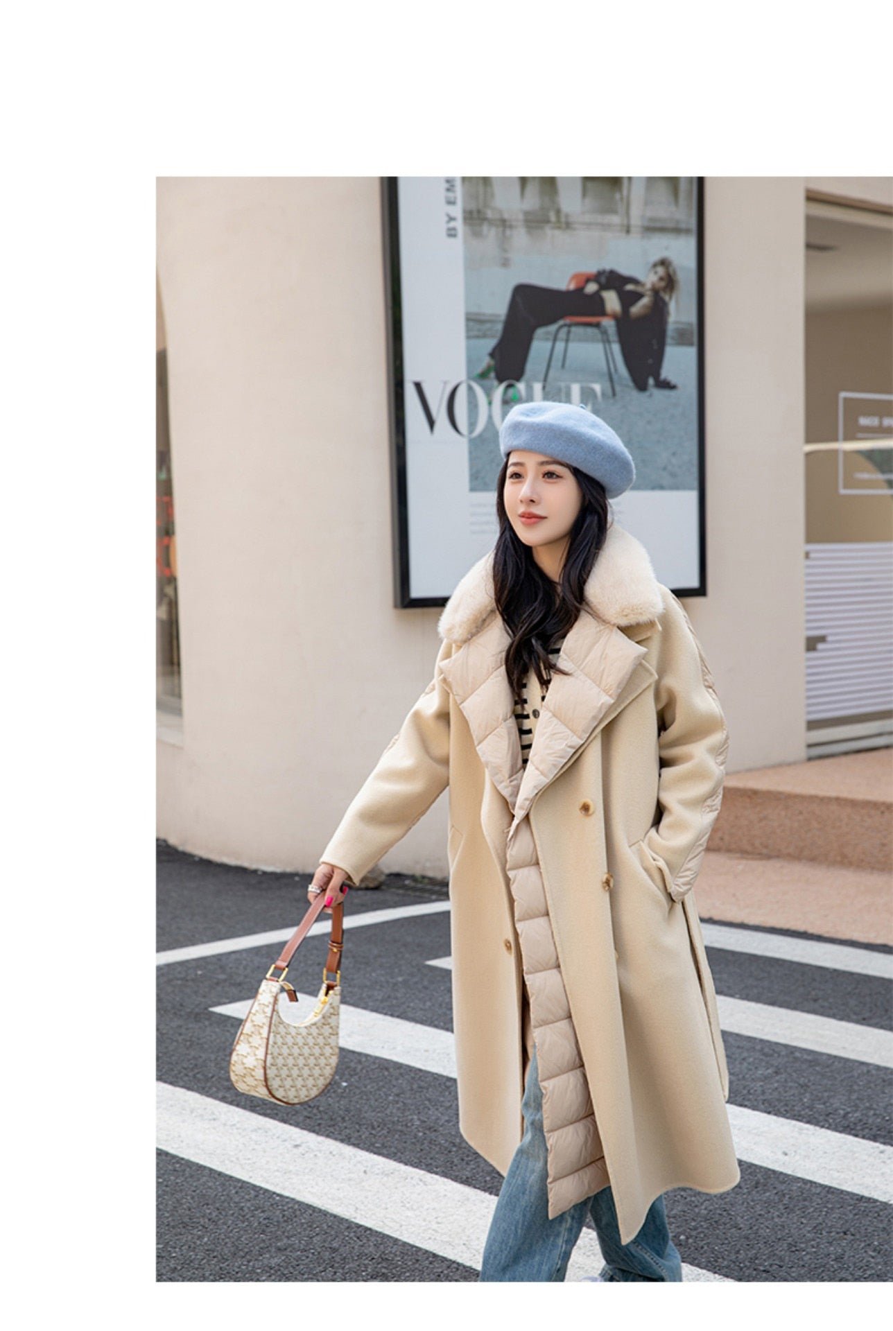 Cashmere Puffer Duck Down Real Mink Collar Trench Coats