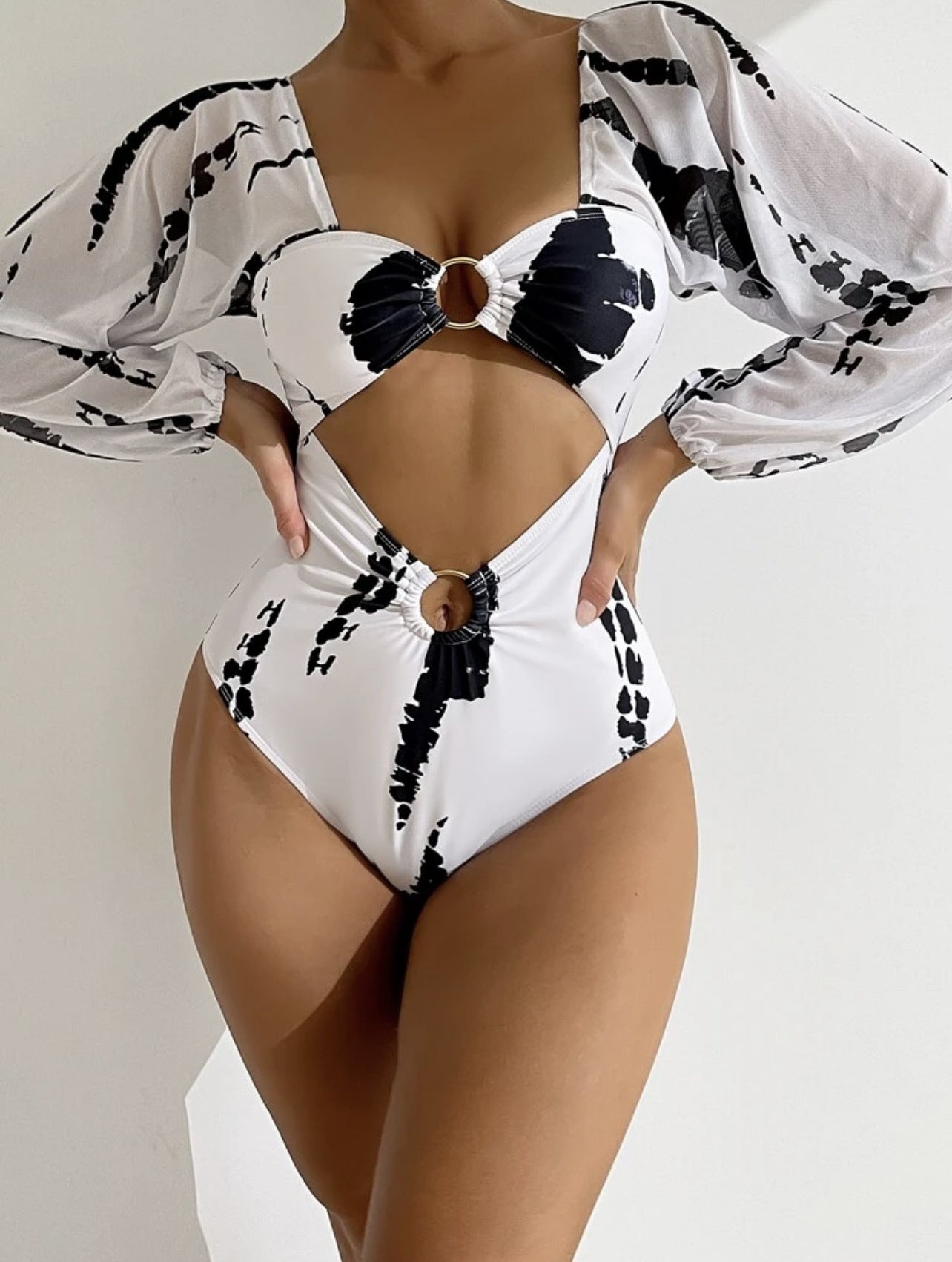 Collection of White/Black Tie Dye Swimwear