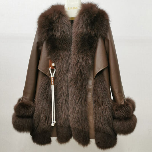 Genuine Leather Coats Real Fur Pattern