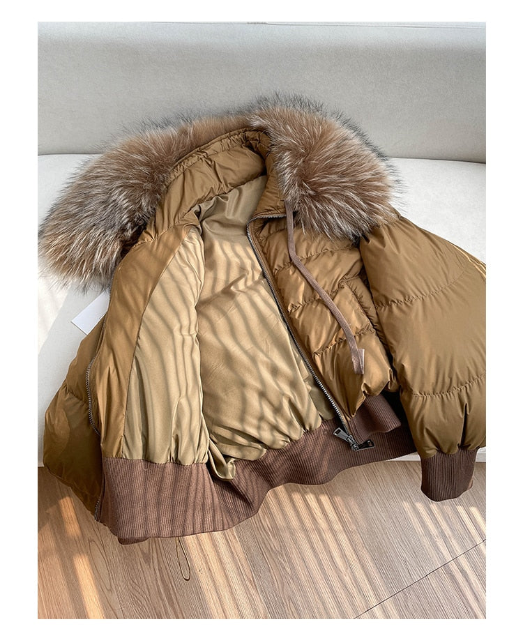 Real Fur Loose Duck Down Puffer Coats