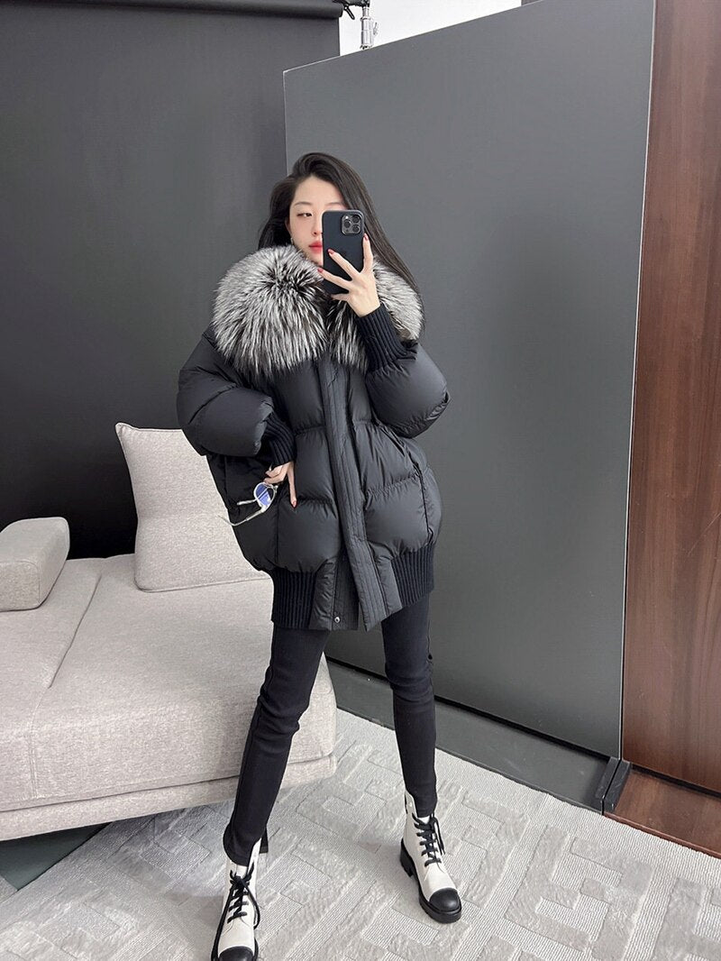 Goose Down Real Fur Big Collar Puffer Coats