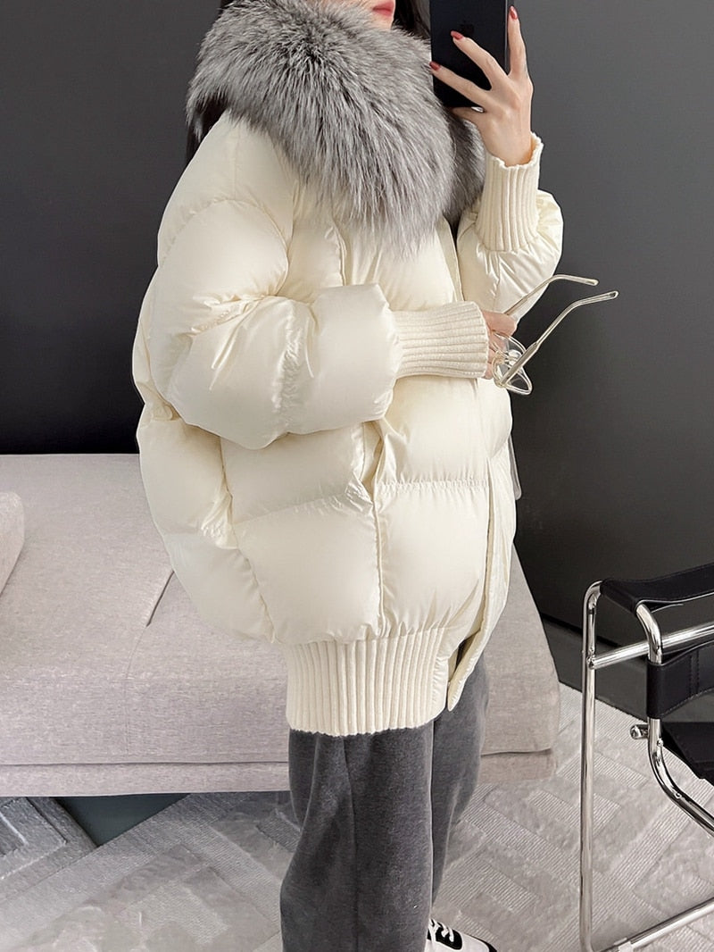 Goose Down Real Fur Big Collar Puffer Coats