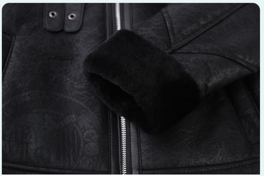 Genuine Leather Coat Lamb Wool Lining