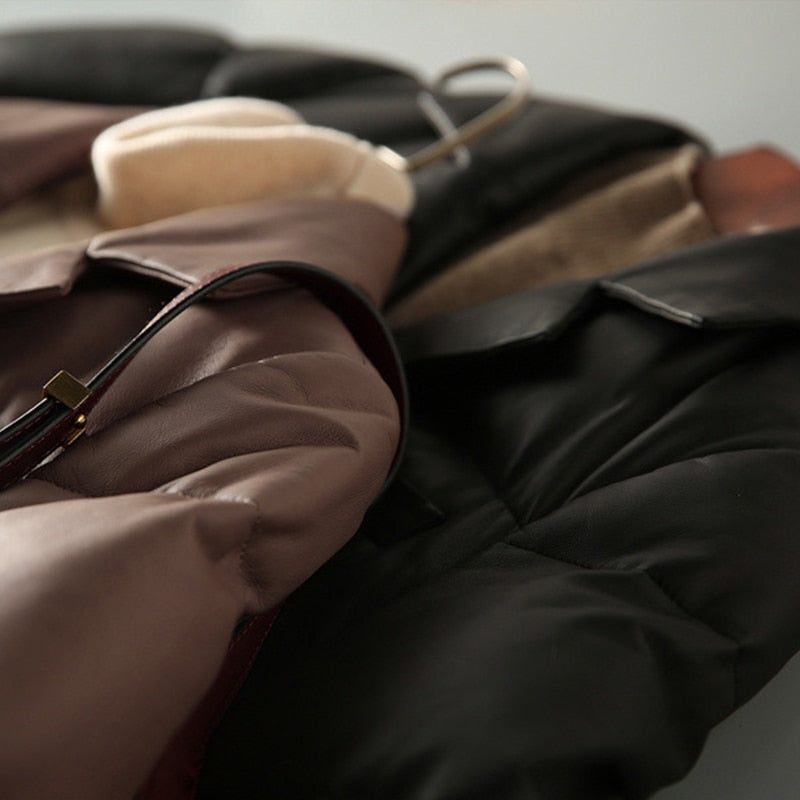 Genuine Leather Duck Down Blazer Coats