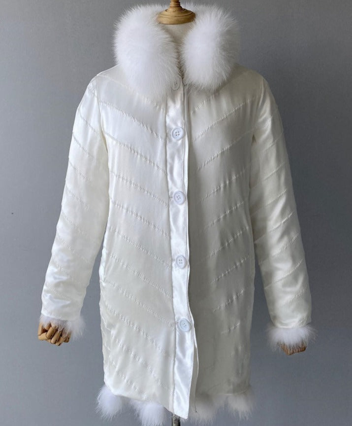 Reversible Real Fur Pattern Silk Lining Coats