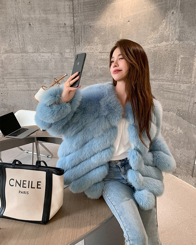 Luxury Pattern Real Fur Coats