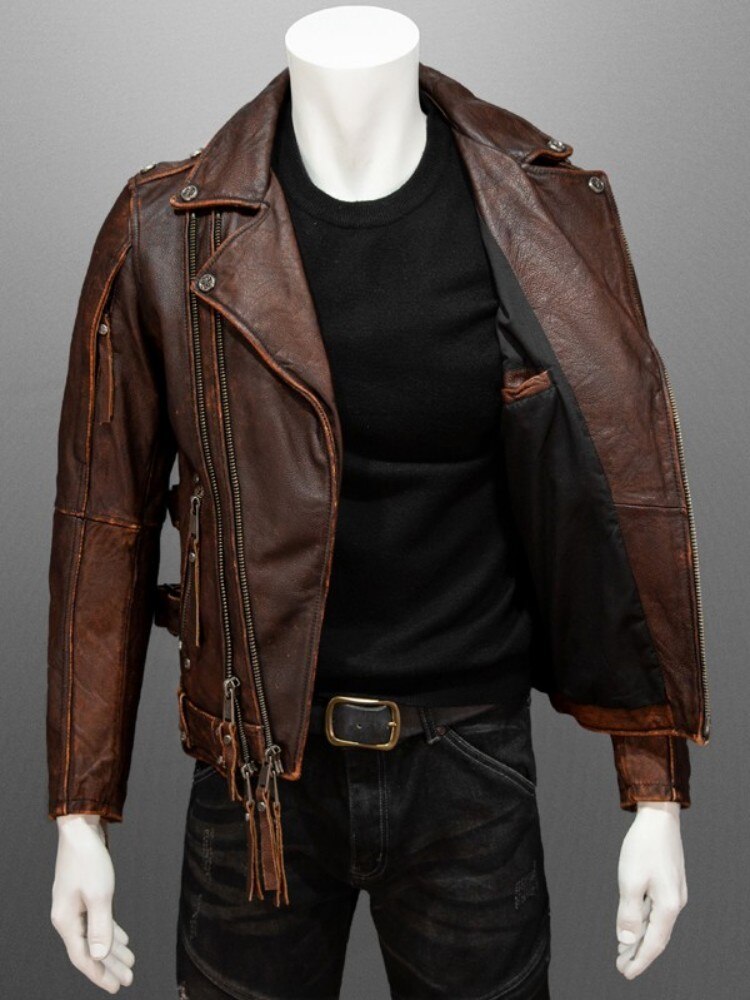 Genuine Leather Jacket Short Vintage