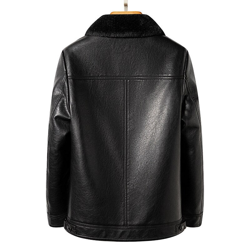 Genuine Leather Jackets Velvet Fur Collar