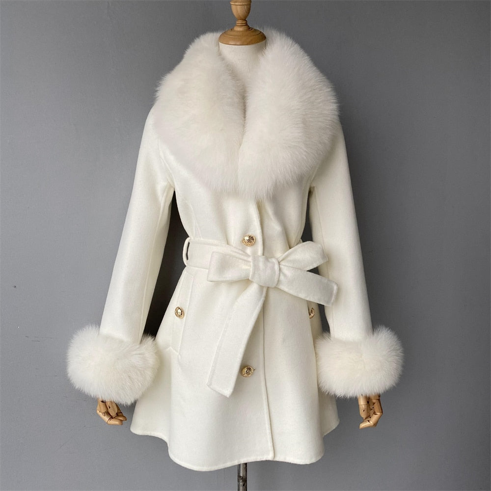 Cashmere Coats Real Fur Collar & Cuffs