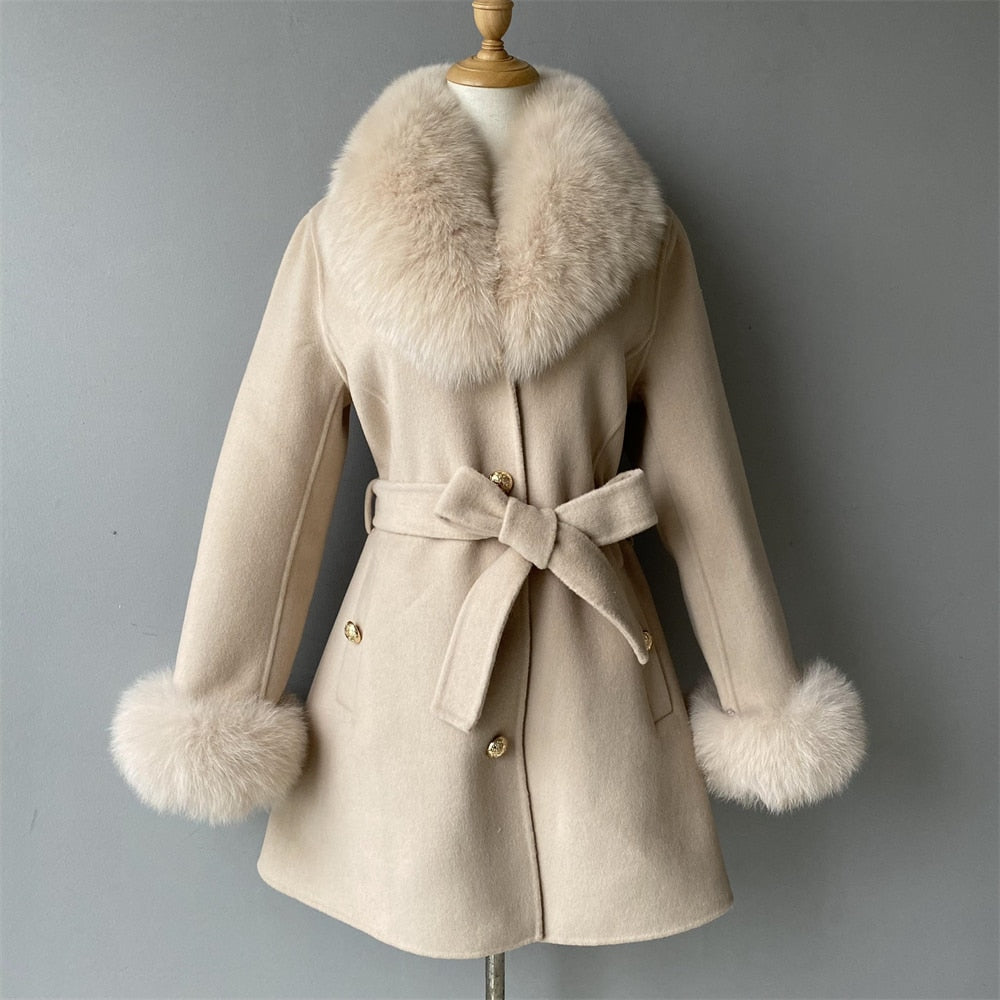 Cashmere Coats Real Fur Collar & Cuffs