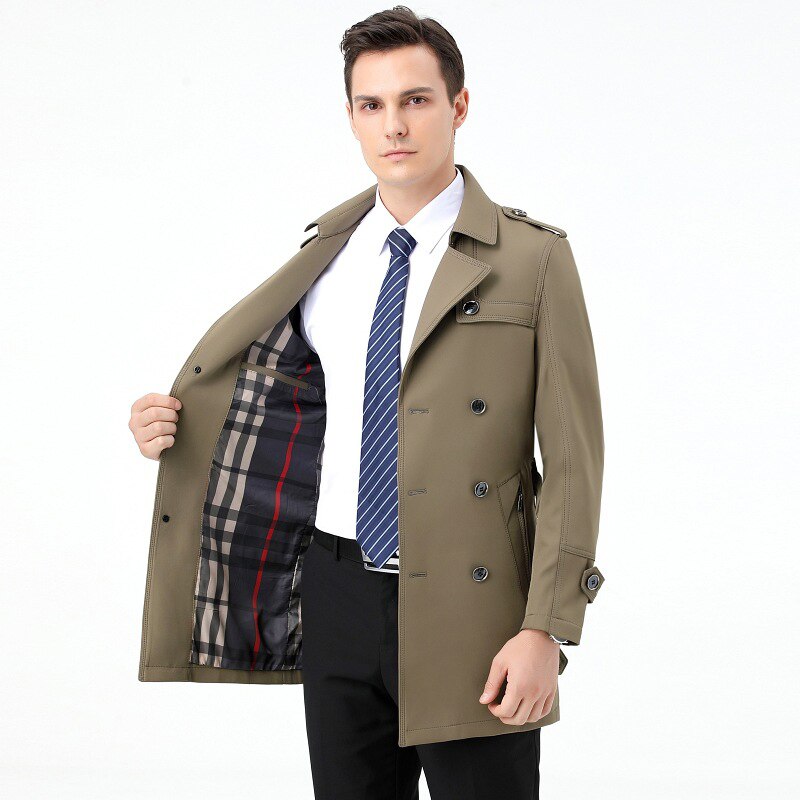 Anti Stab Mid-Length Business Trench Protective Coat