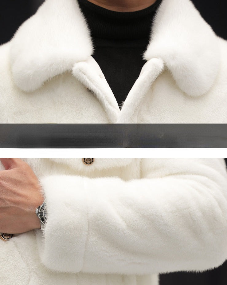 Luxury Real Mink Fur Coats Lapel Single-breasted