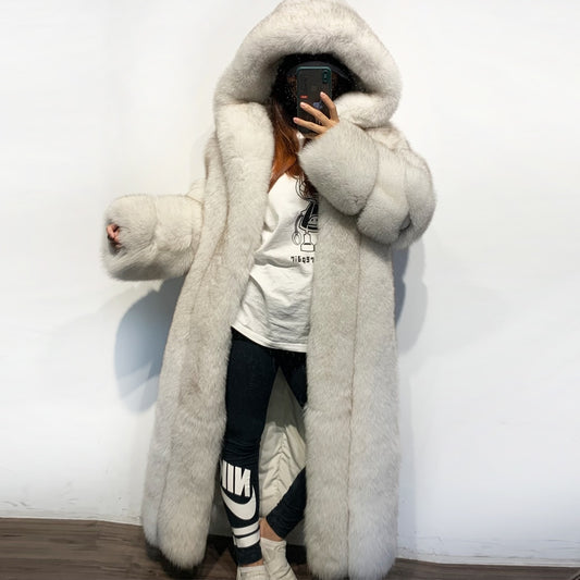 Hooded X Long Fur Coat