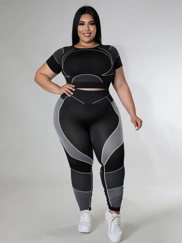 Printed Top and Pants Tracksuit Plus Size