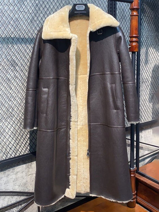 Long Genuine Leather Coats Shearling Lining