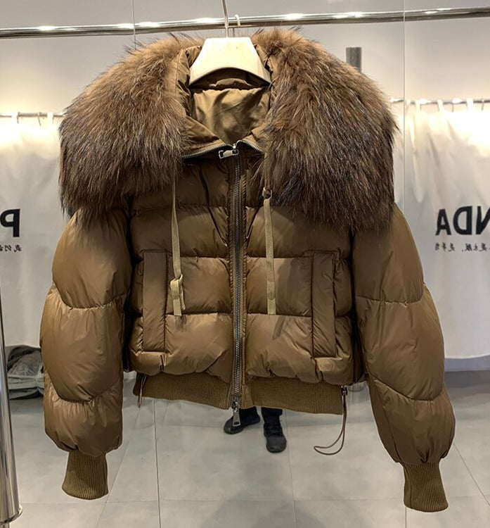 Real Fur Loose Duck Down Puffer Coats