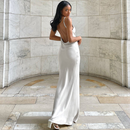 Halter Backless Split Maxi Dress