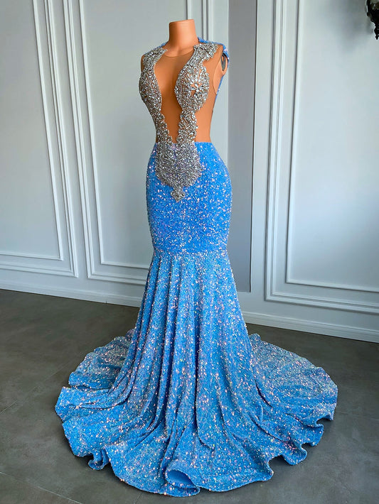 Mesh Diamond Beaded Mermaid Dresses